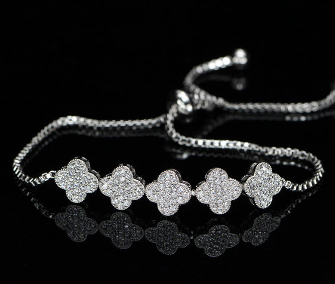 Branded Luxury stones studded long lasting use bracelet rhodium finish