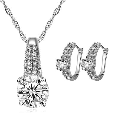 HIGH QUALITY LUXURY WEAR PLATINUM PLATED ZIRCON PENDANT CHAIN