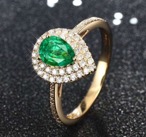 The emerald gold look luxury zircon ring adjustable