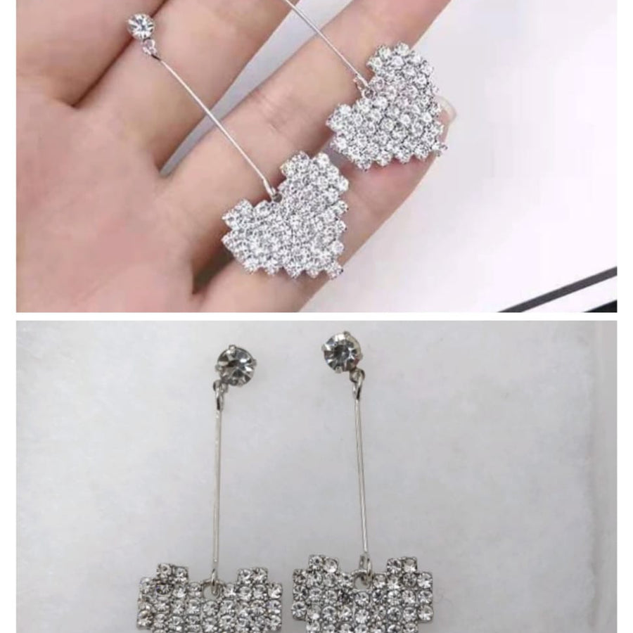Silver colour heart earrings