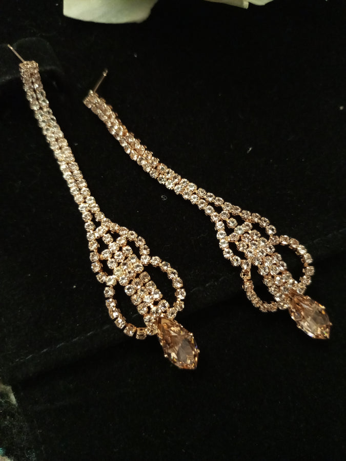 zircon stone champagne earrings gold color