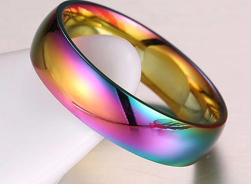 Men stainless steel rainbow ring