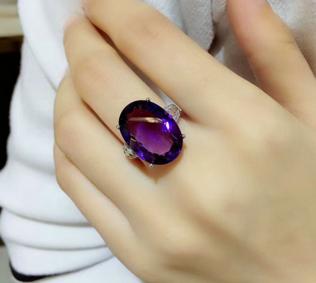 Amethyst look luxury ring adjustable AAA quality WITH BOX
