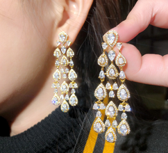 ZIRCON STONES HIGHLY FINISHED GOLD PLATED LUXURY EARRINGS
