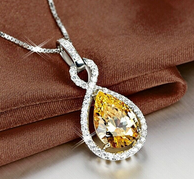 EXCLUSIVE QUALITY ZIRCON PENDANT WITH CHAIN AND CUSTOMIZE BOX PACKING
