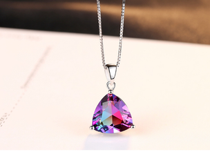 Multi shade Original 925 sterling silver (chaandi) pendant necklace with chain!