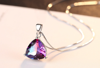 Multi shade Original 925 sterling silver (chaandi) pendant necklace with chain!