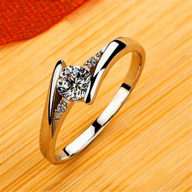 DIAMOND CUT RHODIUM PLATED LUXURY ADJUSTABLE RING BOX PACKED