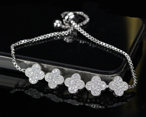 Branded Luxury stones studded long lasting use bracelet rhodium finish