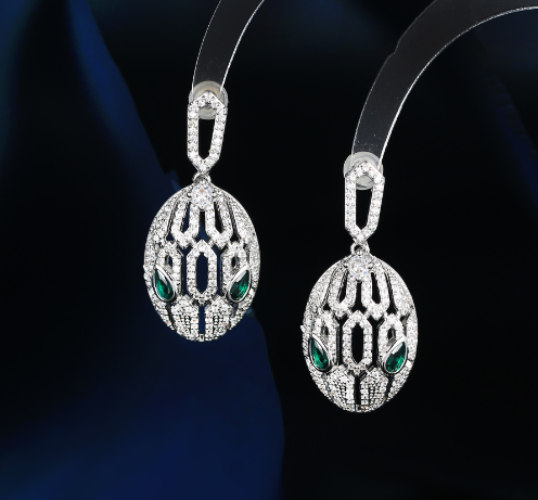 BRANDED ZIRCON STONES HIGHLY FINISHED RHODIUM PLATED LUXURY EARRINGS