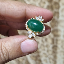 The emerald gold cut Exclusive luxury wear adjustable ring with box packing