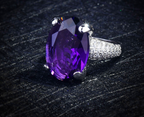 Luxury quality platinum plated zircon ring adjustable