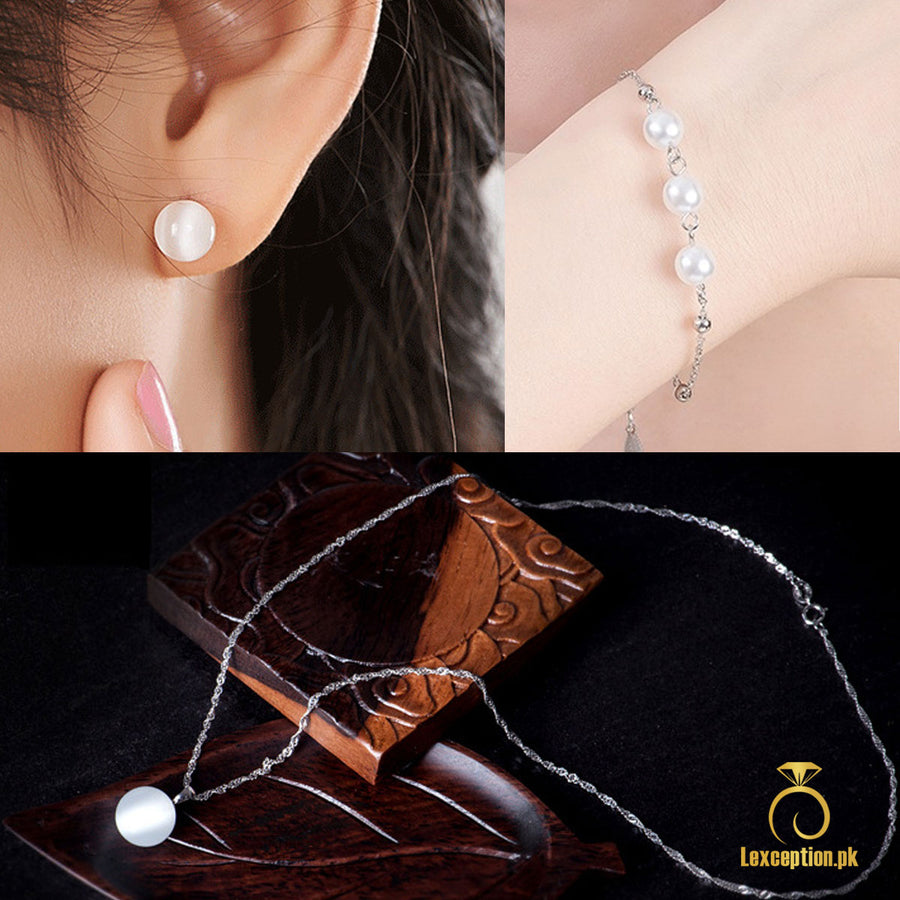HIGH QUALITY LUXURY WEAR PLATINUM PLATED ZIRCON PENDANT CHAIN NECKLACE EARRINGS AND BRACELET