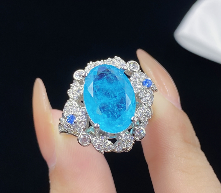 AQUA MARINE LOOK LUXURY ADJUSTABLE RING GIFT FOR HER