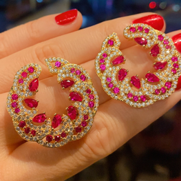 ZIRCON STONES HIGHLY FINISHED GOLD PLATED LUXURY EARRINGS