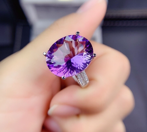 Amethyst look luxury ring adjustable AAA quality WITH BOX