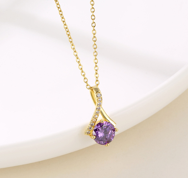 Amethyst gold look exclusive pendant free box packaging