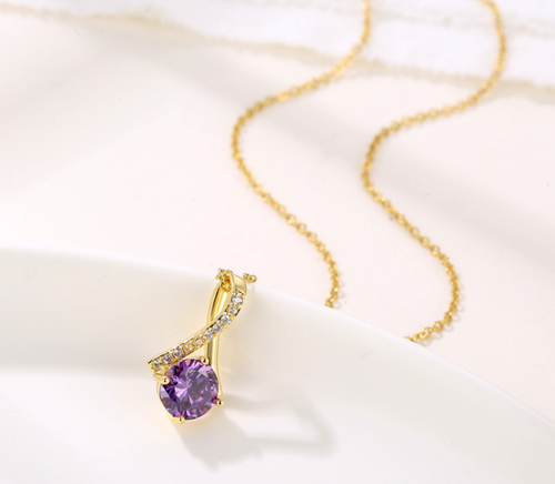 Amethyst gold look exclusive pendant free box packaging