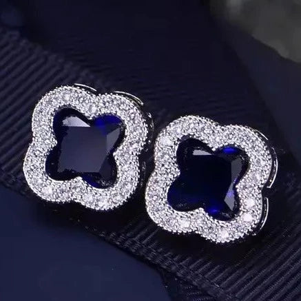 BRANDED ZIRCON STONES HIGHLY FINISHED RHODIUM PLATED LUXURY EARRINGS