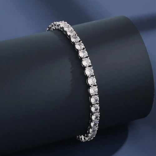 Luxury stones studded long lasting use bracelet rhodium finish