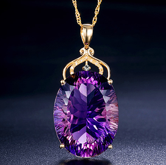 Amethyst gold look luxury pendant with free box packaging