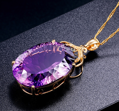 Amethyst gold look luxury pendant with free box packaging