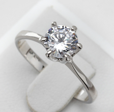 Non-tarnish solitare ring adjustable diamond impression imported