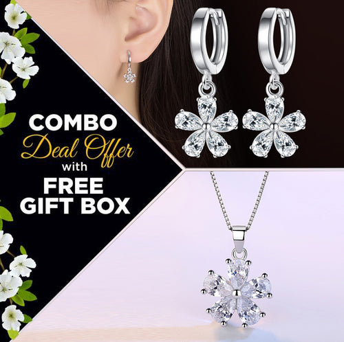 HIGH QUALITY LUXURY WEAR PLATINUM PLATED ZIRCON PENDANT CHAIN NECKLACE EARRINGS