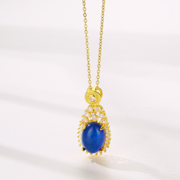Multi shade gold look pendant with chain exclusive free box packaging