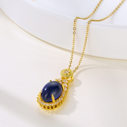 Multi shade gold look pendant with chain exclusive free box packaging