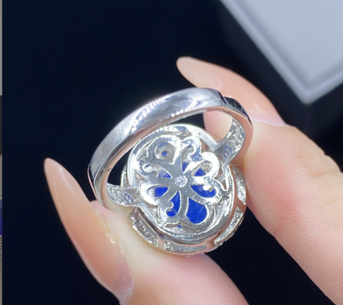 SAPPHIRE LOOK DIAMOND CUT LUXURY ADJUSTABLE RING GIFT FOR HER