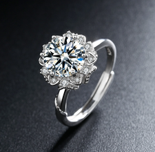 Moissanite look luxury diamond cut adjustable ring exclusive gift for her