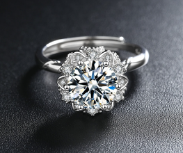 Moissanite look luxury diamond cut adjustable ring exclusive gift for her
