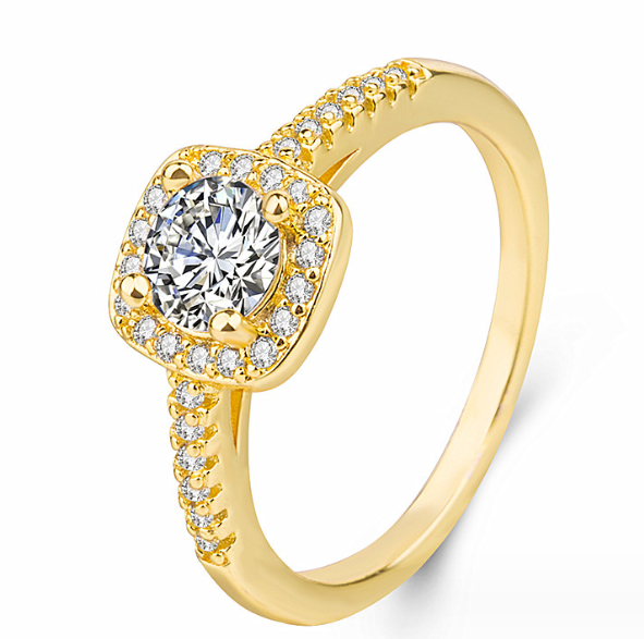 Gold plated zircon ring adjustable