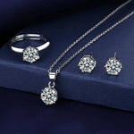 The diamond cut luxury set earrings pendant chain ring with box packing