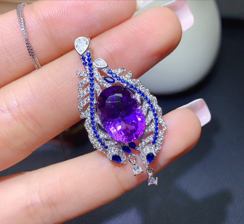 AMETHYST LOOK LUXURY PENDANT WITH CUSTOMIZE BOX PACKING