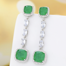 ZIRCON STONES HIGHLY FINISHED RHODIUM PLATED ART NOVEAU LUXURY EARRINGS