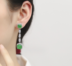 ZIRCON STONES HIGHLY FINISHED RHODIUM PLATED ART NOVEAU LUXURY EARRINGS