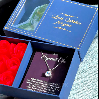 Rose Box Crystal Bloom Pendant – Delicate Design with Bold Presence