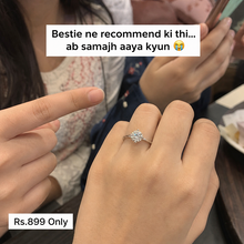 Non-tarnish solitare ring adjustable diamond impression imported