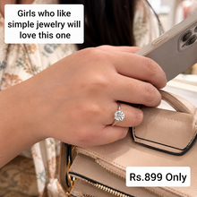 Non-tarnish solitare ring adjustable diamond impression imported