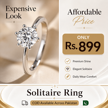 Non-tarnish solitare ring adjustable diamond impression imported