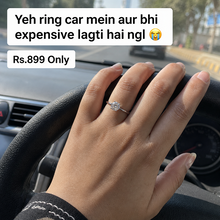 Non-tarnish solitare ring adjustable diamond impression imported