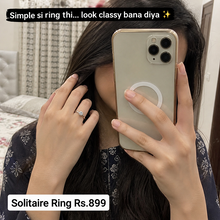 Non-tarnish solitare ring adjustable diamond impression imported