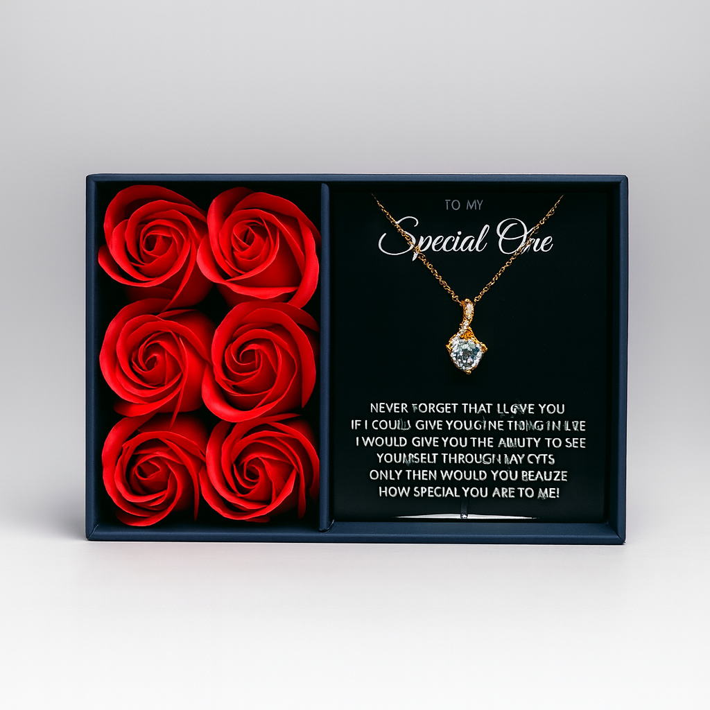Rose box gold plated luxury gift pendant