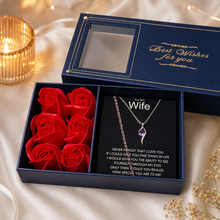 Rose box luxury purple pendant chain and bracelet gift set
