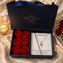 Rose box luxury purple pendant chain and bracelet gift set