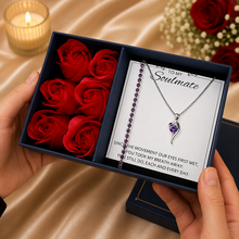 Rose box luxury purple pendant chain and bracelet gift set