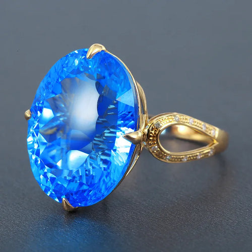 Aqua gold look adjustable ring exclusive gift for her