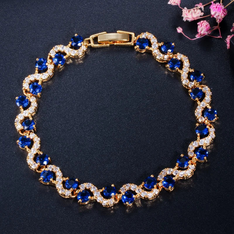 Luxury stones studded long lasting use bracelet gold finish